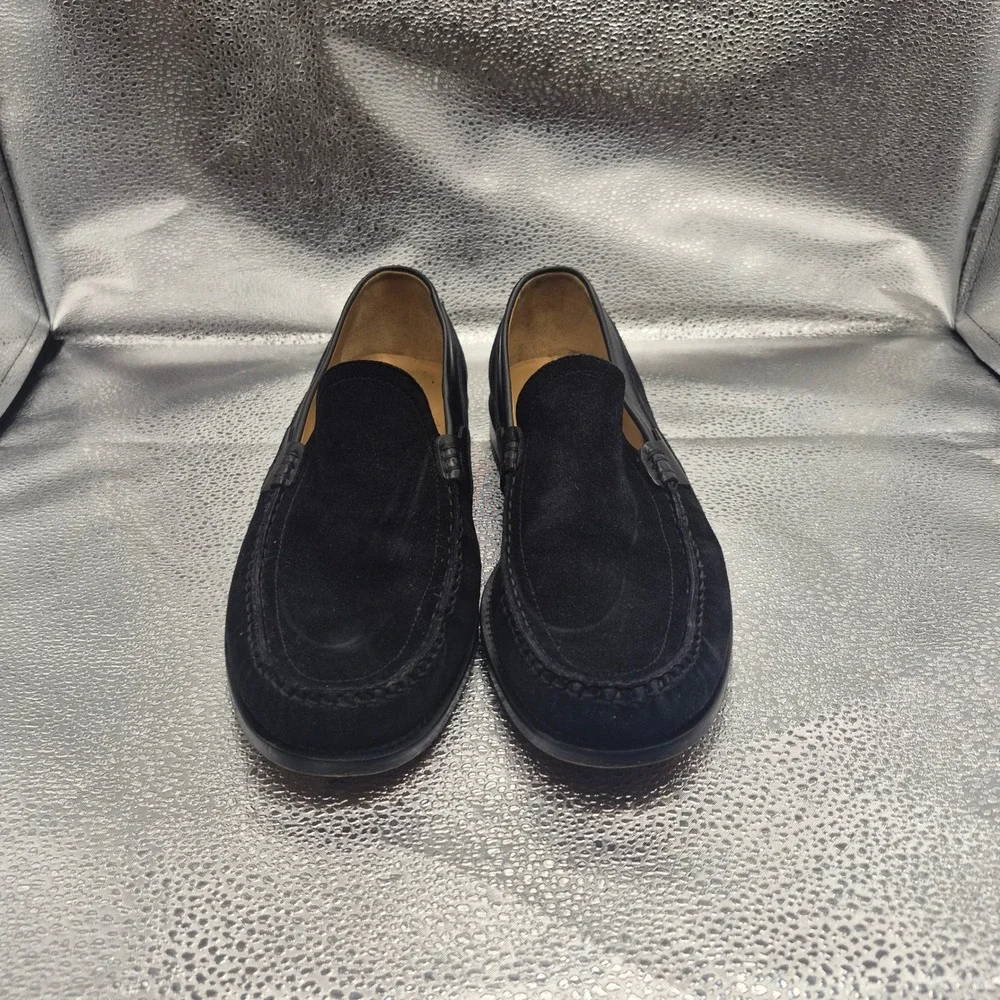 Johnston & Murphy Mens Black Suede Leather Trim Loafers Italy 8.5 M 15-8863
